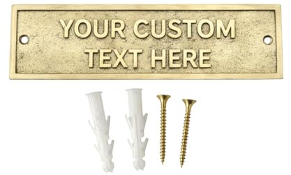 Custom Engraved Solid Brass Nameplate Plaque – Personalized Door Sign for Home, Office, Desk, Wall Decor – 22 x 5 cm Custom Text Metal Plate Gift for Birthday, Business & Housewarming