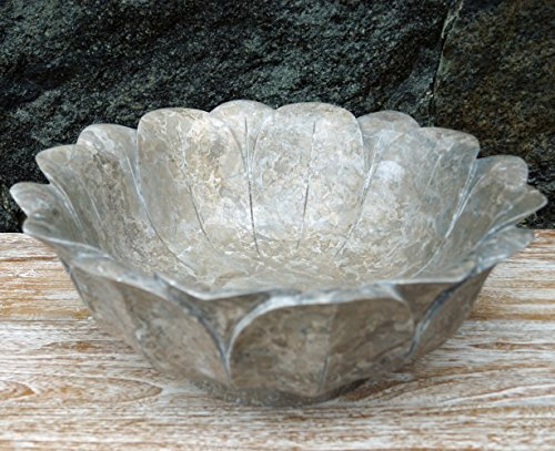 GURU SHOP Massives Marmor Aufsatz-Waschbecken, Waschschale in Lotusform, Naturstein Handwaschbecken - Ø 40 cm Modell 12, Beige, Waschtische & Waschbecken