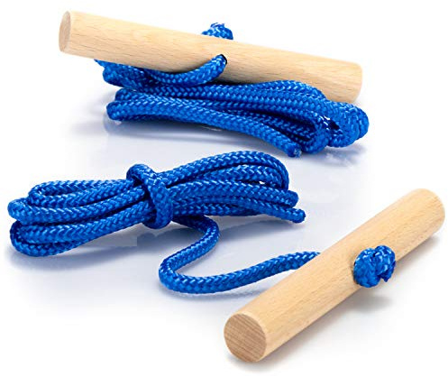 com-four® 2x sled pull rope with wooden handle, towing rope for sled | tricycle and vehicles - premium made in Germany
