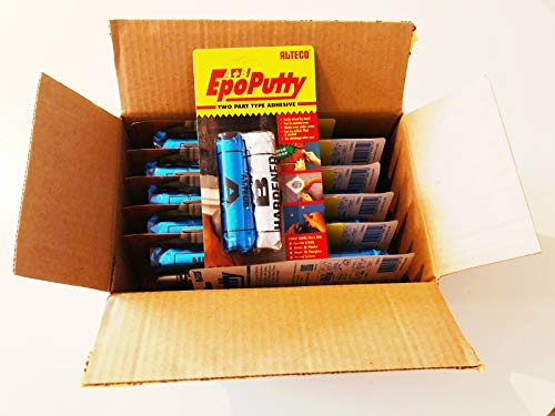 Bulk pack for private and commercial use, 12 pieces, Alteco EPO Putty, repair putty, modelling clay made of two components, epoxy adhesive, 12 x 100 g