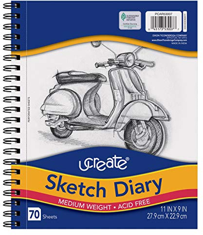 UCREATE Sketch Diary, Medium Weight, 11 x 9, 70 Sheets (PCAR53007)