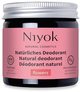 Niyok® 2-in-1 anti-transpirante Deocreme Flowers (40ml) • Natürliches Deo ohne Aluminium • 24h Schutz vor Geruch & Schweiß • Deodorant Creme für Damen & Herren • Feste Deo Creme vegan