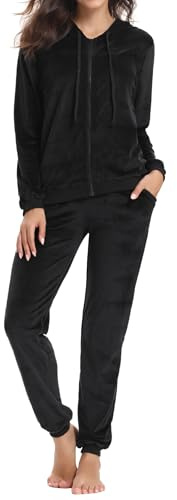 Aottori Women Tracksuit Set Velour Long Sleeve Zipper Jogger Pants 2 Piece | Lounge Wear, Hoodie, Autumn Winter, Gentle Handfeel, Comfortable Feel, Plain Design, Seasonal Layering, Everyday Use