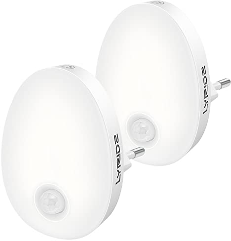 Lyridz Nachtlicht mit Bewegungsmelder, dimmbar KaltesWeiß strahlend hell Plug-in Steckdosenlicht, Smart LED-Licht mit einstellbarer Helligkeit für Kinder Schlafzimmer Küche Flur(2Stück)