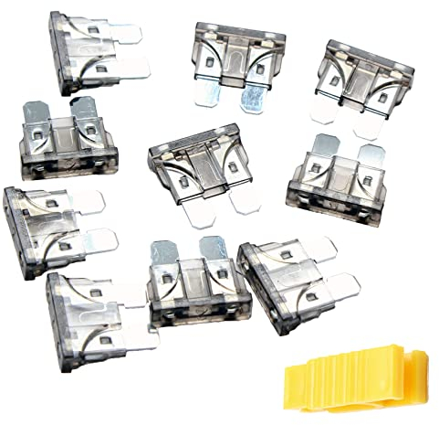 saizone Auto Sicherungen Set, Flachsicherungen, Standard Autosicherungen, Stecksicherung Set, Mit 1 Sicherungszieher, Kfz Sicherung 2A, 10 Stück, Schwarz, Zink, Kunststoff, 2A, 32V