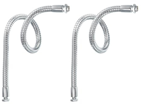 PATIKIL 2 Stück 15,7 Zoll Schwanenhalsmikrofon M10/M8 Gewinde 10 mm Metall Universalschlauch flexibler Arm Schwanenhals Rohrverlängerung für multifunktionales Heimwerken, Silber Farbton