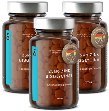 Zink 25mg Vegan | 540 Tabletten (18 Monate) | Premium Zink-Bisglycinat hochdosiert | Unterstützt dein Immunsystem | Höchste Bioverfügbarkeit + Laborgeprüfte Herstellung in Deutschland