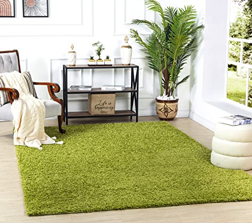Surya Home Shaggy Berber Teppich - Flauschiger Teppich für Wohnzimmer, Esszimmer, Schlafzimmer, Langflor Hochflor Teppich flauschig - Teppich groß 160x220 cm, Wohnzimmerteppich in Grün