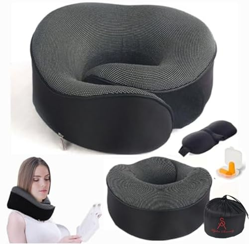 Coussin de Voyage Ergonomique – Oreiller d’Avion en Mousse à Mémoire, Soutien Tête & Cou, Confort Optimal pour Longs Trajets en Avion, Train, Voiture – Idéal Sommeil Réparateur & Relaxation