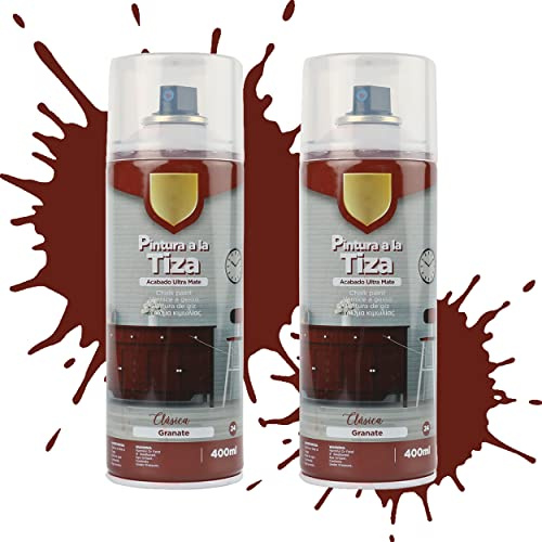 Etrexonline Pintura en Spray Ultra Mate a la Tiza, Chalk Paint Spray, Ideal para Metal,Madera y Cerámica, Acabado de Estilo Vintage - Colores Granate (400ml, 2 Unidades)