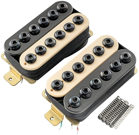Artec HIVB Invader Scoperto Ceramico Pick Up Humbucker Poli Esagonali Regolabili Manico Ponte Set per Chitarra Elettrica, Zebra