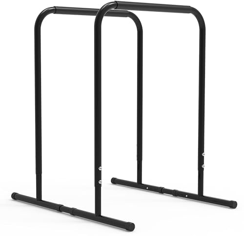 leikefitness Pull Up Dip Station Adjustable Height Strength Training Dip Stands Station Tricep Dips Push-Ups For Home Gym