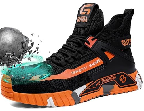 GUYISASH ﻿Steel Toe Shoes for Men Work Safety Industrial Protective Men’s Work Shoes for Construction Comfortable Lightweight Warehouse Factory