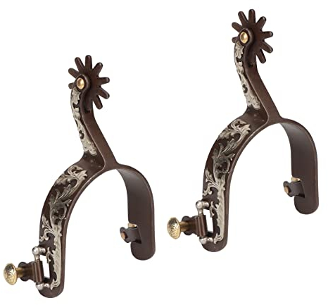 2 Stück Western-Cowboy-Sporen, Langlebiger Sporenriemen aus Kohlenstoffarmem Stahl, Vintage-Reitzubehör Mit Drehbarer Ausrüstung Für Pferde