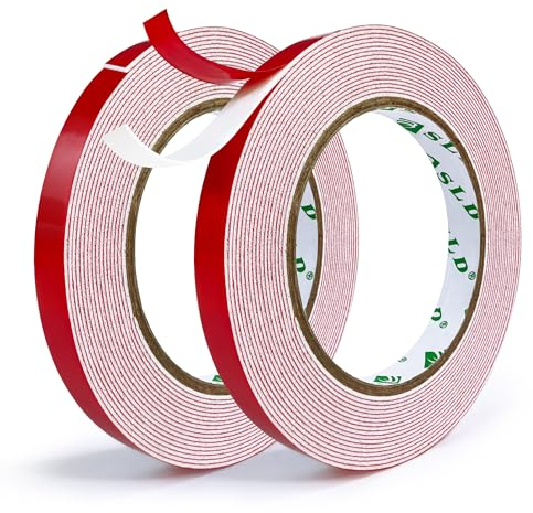 SANLI TAPE Doppelseitiges Klebeband Extra Stark Double Sided Tape Doppelseitige KlebebäNder Montageband Geeignet Fgr Bilderrahmen Diy Auto Familie Und BüRo (5m X 12mm X 2rolls)