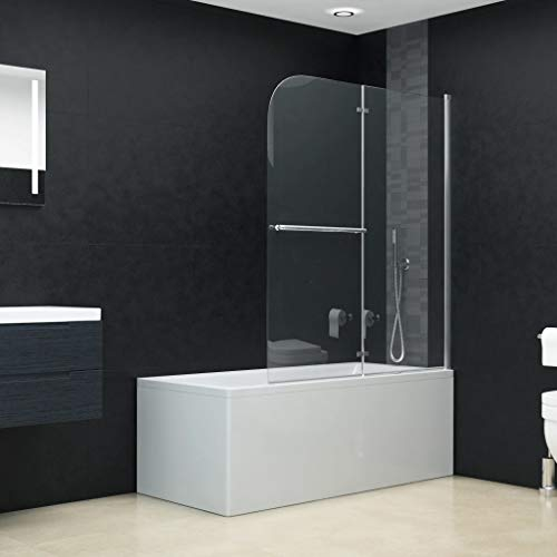 ARKEM Box Doccia Pieghevole a Libro 2 Pannelli in ESG 95x140 cm,Parete Vasca da Bagno Doccia,Parete Vasca,Vetro Trasparente per Vasca da Bagno Adatto Vasca Parete Doccia