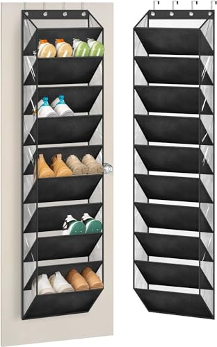 MISSLO Organizador de zapatos de 10 niveles para colgar sobre la puerta, estante para zapatos transparente con bolsillos profundos, gran soporte para zapatos en la parte trasera de la puerta, para 20
