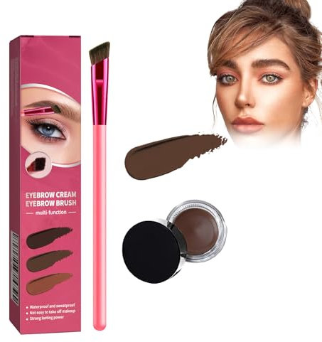 4D Kit de cejas para cejas,Tinte de cejas, brocha para cejas, relleno de tinte de cejas y forma de cerda, Cepillo de maquillaje de contorno de sombra de ojos, Crema portátil de cepillo,Marrón oscuro 1