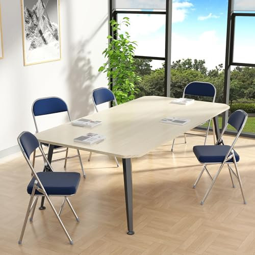 Chleby 4er Set Bequemer Klappstuhl Küche aus Leder Klappstühle Besucherstuhl mit Dickes Kissen Klappbare Esszimmerstühle sind geeignet für Küche, drinnen, draußen, Konferenzraum Dunkelblau