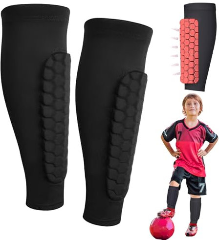 Byhsoep 2 Stück Volleyball Knieschoner, Kompressions-Kniebandage, Sport Knieschonerfür Kinder, Knieschoner mit Bienenwaben Pad & rutschfest Silikon, für Jungen und Mädchen
