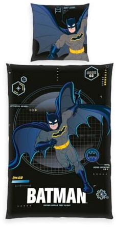 Herding Batman sängkläder, örngott ca 80 x 80 cm, påslakan ca. 135 x 200 cm, med dragkedja, 100% polyester/mikrofiber, flerfärgad
