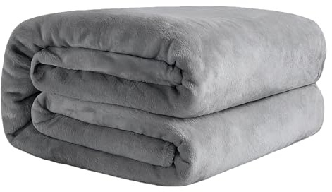 ZCJ Coperta in Pile Soffice Grigia - Coperta in Pile Calda e Soffice a Doppio Strato, Morbida per Divano, Letto, Camera da Letto, Ufficio, Grigia 130X180 cm