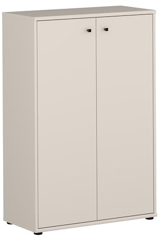 Forte TEMPRA 2 Kommode 70 80, Moderne Kommode 2-türig, Schlafzimmer, Wohnzimmer, Holzwerkstoff, Büro, Kaschmir|Beige, 73,7 cm breit x 111,1 cm hoch x 34,8 cm tief