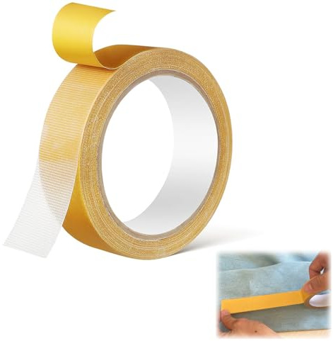 Cinta Adhesiva para Dobladillos Extrafuerte 2.5cm x 10m, Cinta Doble Cara sin Costura ni Planchado, Adhesivo Transparente para Pantalones, Cortinas, Alfombras y Textiles, Resistente sin Residuos