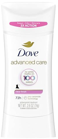Dove Advanced Care Antiperspirant Deodorant for Women Clear Finish No White Marks 72 hour sweat and odor protection 2.6 oz