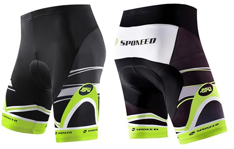 sponeed 4D Padded Gel Bike Shorts Road Biking Pants Outdoor Riding Indoor US L Green Multi