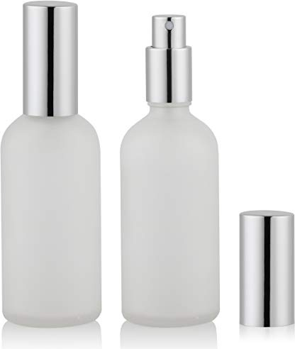 Empty Frosted Glass Spray Bottle 3.4oz, Perfume Atomizer, Fine Mist Spray (2 PACK)