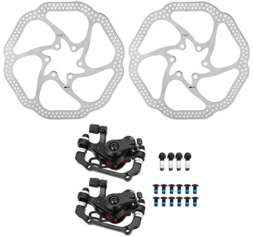 Outbit Frein À Disque Mécanique - Système De Frein À Disque Hydraulique VTT Vélo Étrier Avant Arrière Vélo avec Rotors 160mm pour Vélos