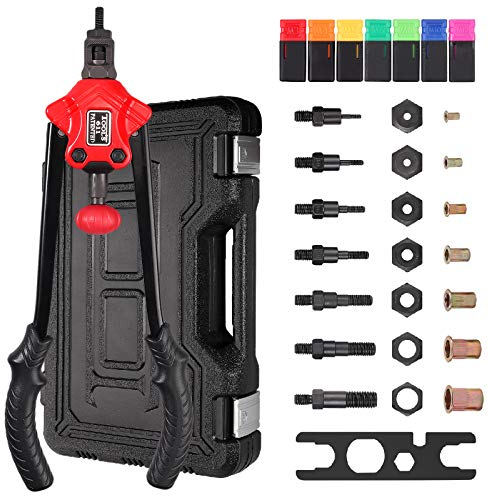 AMTOVL Pince à Riveter Écrou 13” Pince à Insert Fileté Ecrou a Sertir M3 M4 M5 M6 M8 M10 Pinces à Rivets Inserts Écrous en Acier au Carbone avec clé