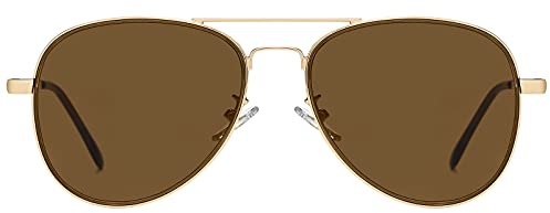 H HELMUT JUST Lunettes de Soleil Aviateur Femme Homme Pilote en Métal Brun