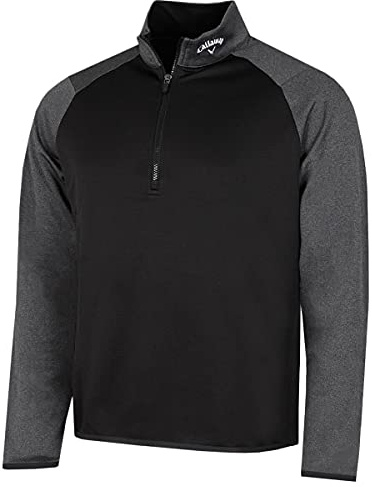 Callaway Golf Mens Long Sleeve 1/4 Zip Waffle Sweater - Caviar - L