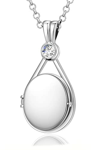 VICKWOOD H2O Improvvisamente sirena con medaglione placcato in platino con 5A zirconi h2o Amuleto personalizzato per immagini Regalo per donne per compleanno (5A Silber_Weiß)