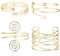 Milacolato Spiral Oberarm Cuff Armband Armreif Für Damen Verstellbares Glatt Offen Viktorianischer Filigraner Wirbel Boho Handgelenkwickel Blatt Manschetten Armband Gold