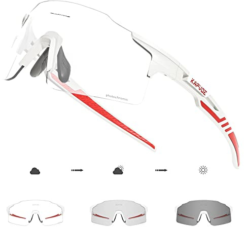 KAPVOE Occhiali Ciclismo Fotocromatici MTB Bici da Corsa Trasparenti Occhiali da Sole Sportivi Montagna Bicicletta Uomo Donna Trekking Arrampicata Correre Golf Baseball Running Corsa - K27