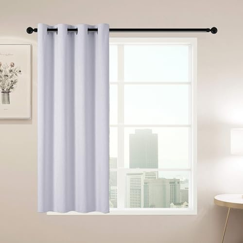 DALINA Textil -Cortina Opaca 90 x 140 para Salón Dormitorio - Cortina para Habitacion Color Solido - Cortinas Lisas Suave con Ojales para Ventanas 1 Pieza 90x140cm Gris Perla