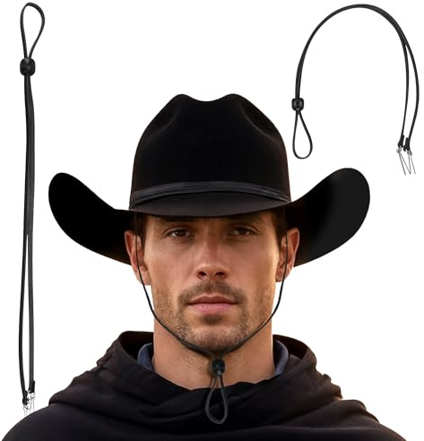Gamboa 100% Cuero Correa Ajustable para Sombrero Vaquero y de Sol Cordón para Barbilla