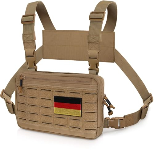 WYNEX Taktische Brusttasche von Laser Cut Design, Molle-Brusttasche Utility Recon Kit Tasche Taktischer Kampf Brustpackung Airsoft Vorderseite Brustkorb Tasche mit Aufnäher