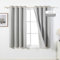 MYSKY HOME Gardinen Weiss Verdunkelungsvorhang mit Ösen Schlafzimmer Wärmeisolierter 2er-Set Gardine Kurz Verdunkelungsvorhänge Durchgängen Beschichtung Sonnenschutz, H160xB130cm, Grau-Weiß