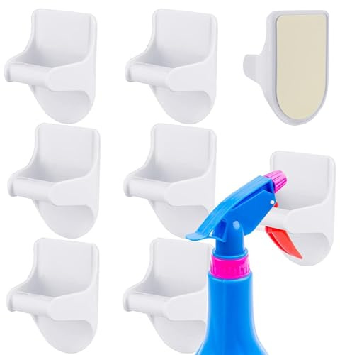 Gsycle 8PCS Spray Bottle Hanger, Wall Mount Adhesive Spray Bottle Holder Non Drilling for Storage Rack Cabinet Kitchen or Under Sink
