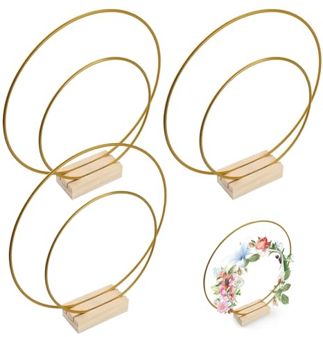 3 anelli in metallo per fai da te con piede, 3 pezzi da 20 cm + 3 anelli in metallo da 15 cm per fai da te per acchiappasogni, decorazioni di nozze e decorazioni natalizie