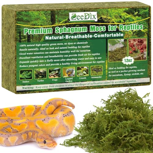 ZeeDix 0.75 lb Sphagnum Moss for Reptiles,20 qt Reptile Bedding Substrate Tank Accessories Terrarium Moss, Green Forest Moss for Leopards Geckos Snakes Turtles Frogs