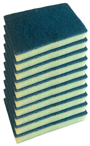 Paquete de 10 estropajos grandes de esponja resistentes para limpieza de 14 cm x 9 cm, lavado, cocina, uso doméstico