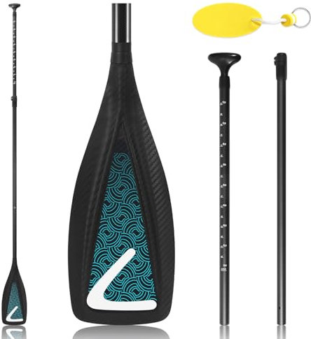 LEDONNE Carbon SUP Paddles 3 Piece Adjustable Stand Up Paddle Board Paddles Lightweight Carbon Fiber Shaft Floating Portable Paddle Oar, Black