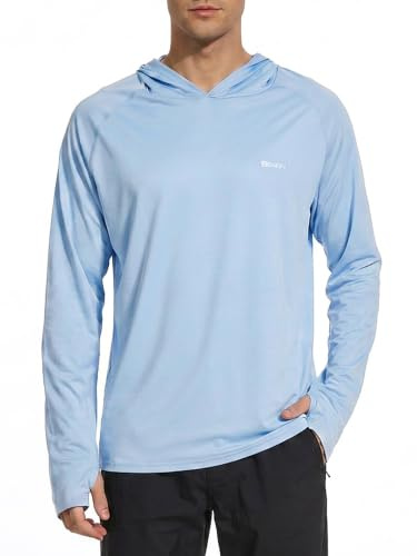 HUAKANG Homme T-Shirt à Manches Longues Protection Solaire extérieur Anti-UV Décontractée Chemise Légère à Séchage Rapide pour Le Camping Les Voyages La Pêche | Séchage rapide en plein air randonnée pêche léger