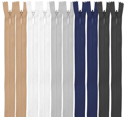 BQRKOTM Cerniere Invisibili in Nylon da 40 cm, 10 Pezzi Cerniere non separabili per Cucito e Artigianato, Multicolore, Jacket pelletteria jeans pantaloni vestito gonna abbigliamento cucito