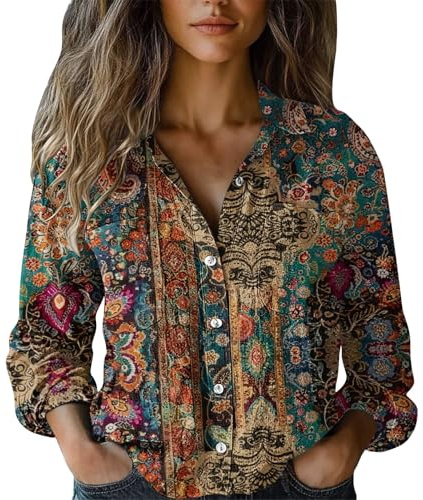 Generico Maglia a Righe Bianca e Nera Donna Maglietta Donna Elegante Manica Lunga Maglietta con Bottoni Moda Cotone Fantasia Larga Camicia Basic Primaverile T Shirt Maglia Lunga